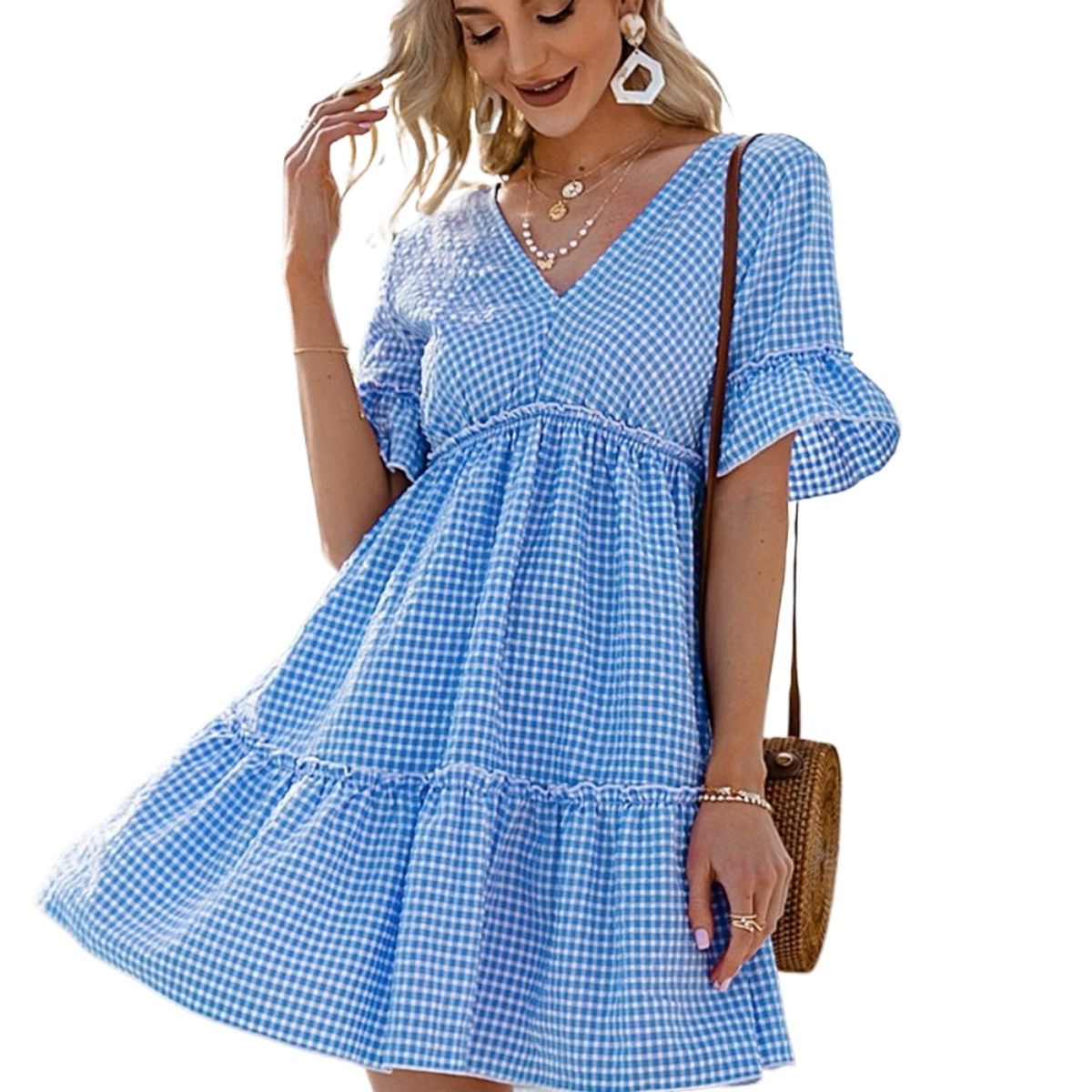 GIOIO - Vestido Mujer Casual Versátil y Cómodo Azul