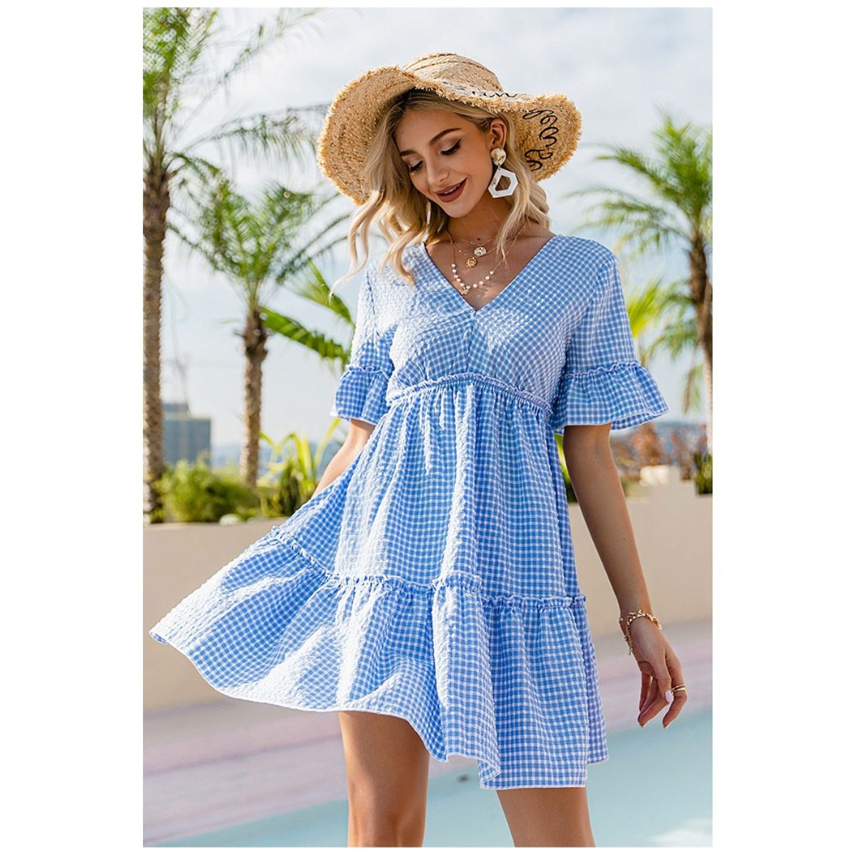 GIOIO - Vestido Mujer Casual Versátil y Cómodo Azul