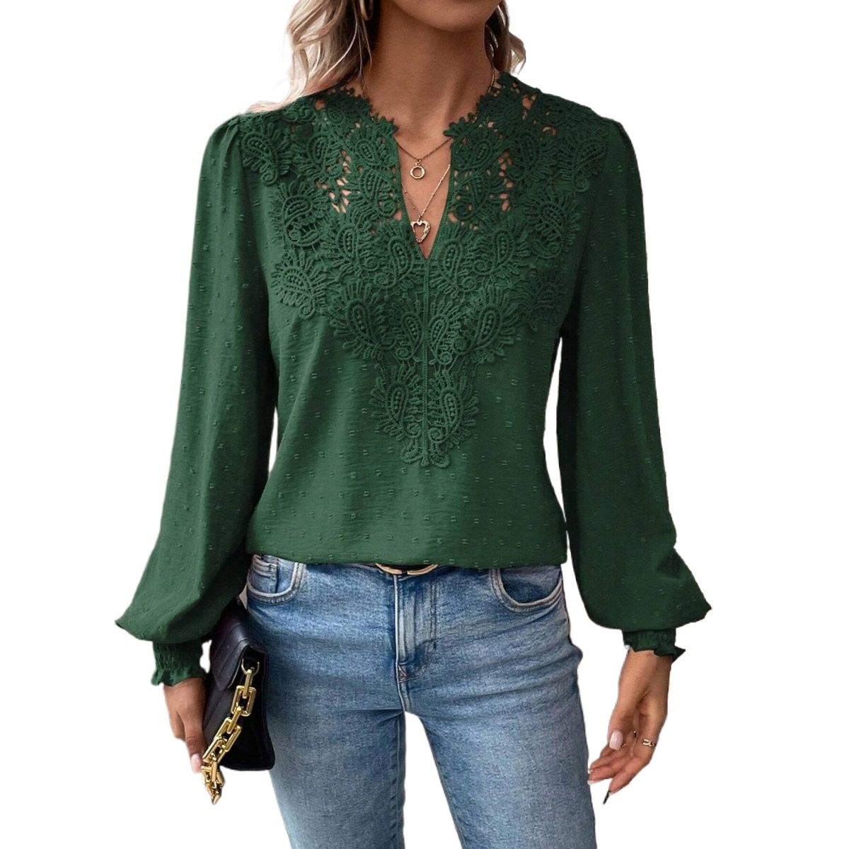 GIOIO - Blusa Mujer Casual Ajustada Elegante Verde