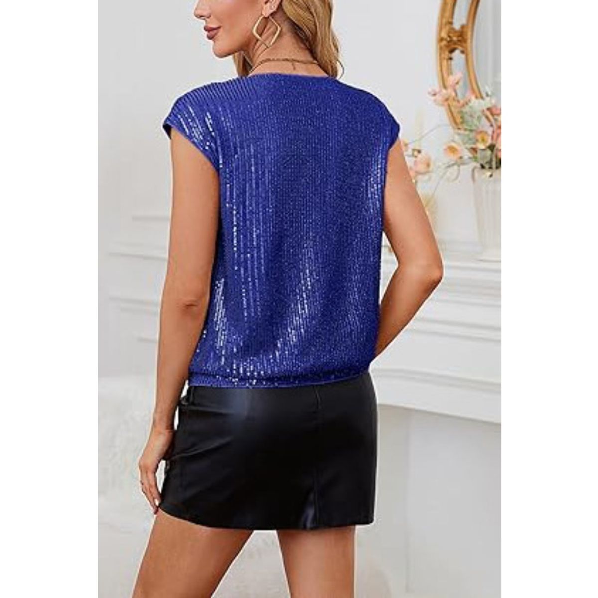 GIOIO - Blusa Mujer Casual Ajustada Elegante Azul