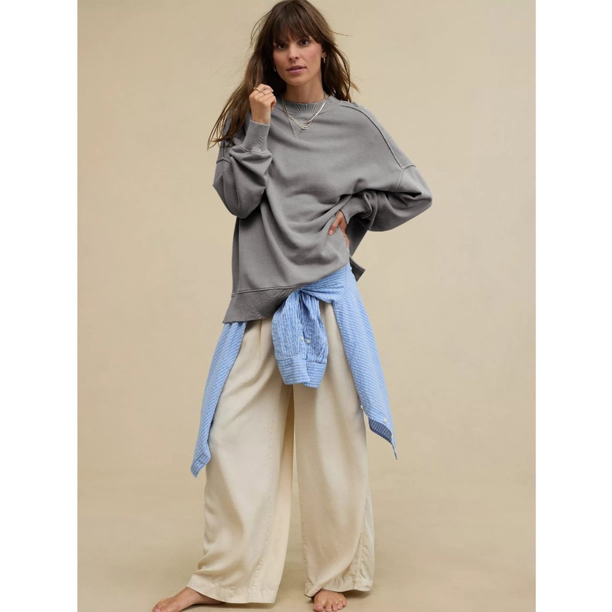 GIOIO - Blusa Mujer Casual Ajustada Elegante Gris