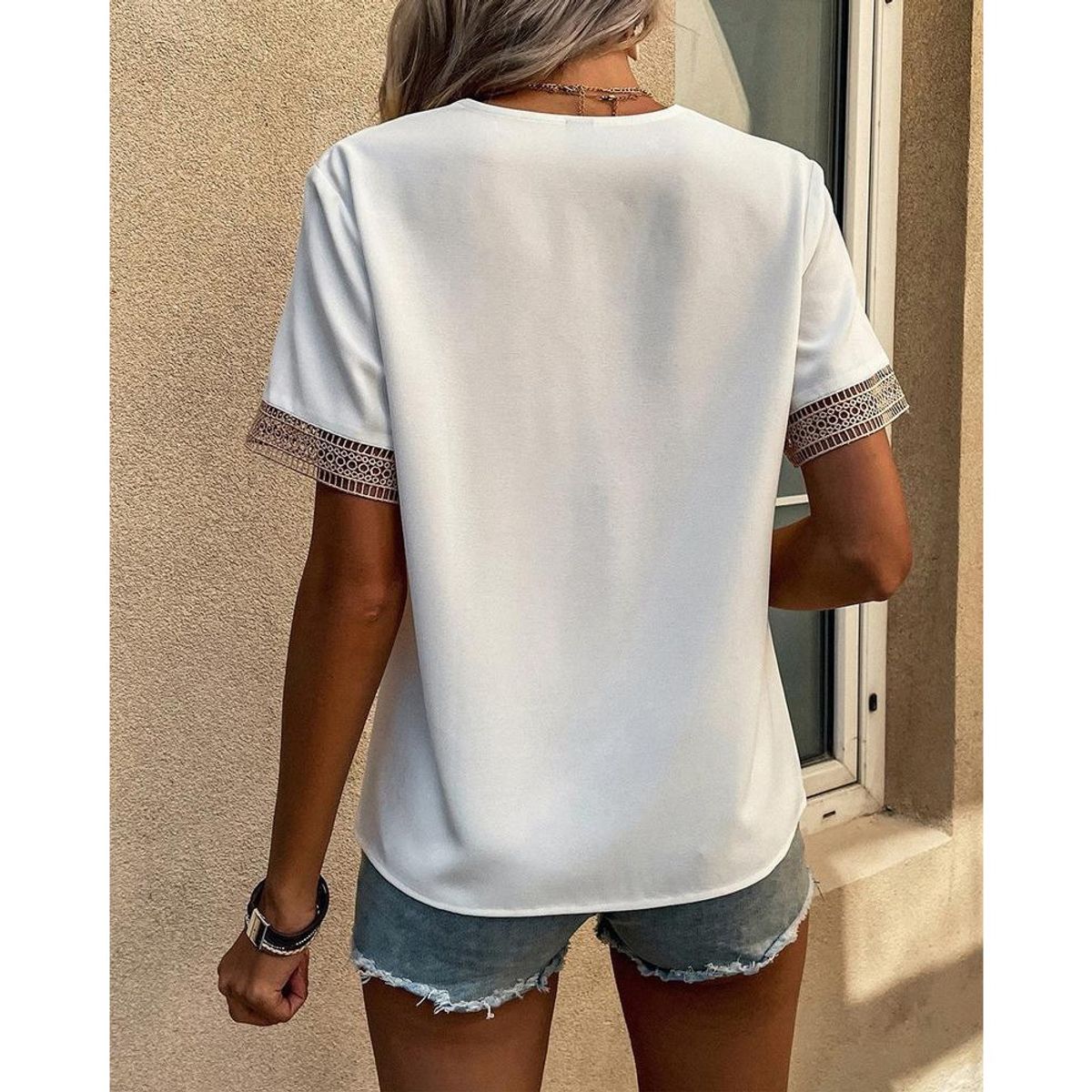 GIOIO - Blusa Mujer Casual Ajustada Elegante Blanco
