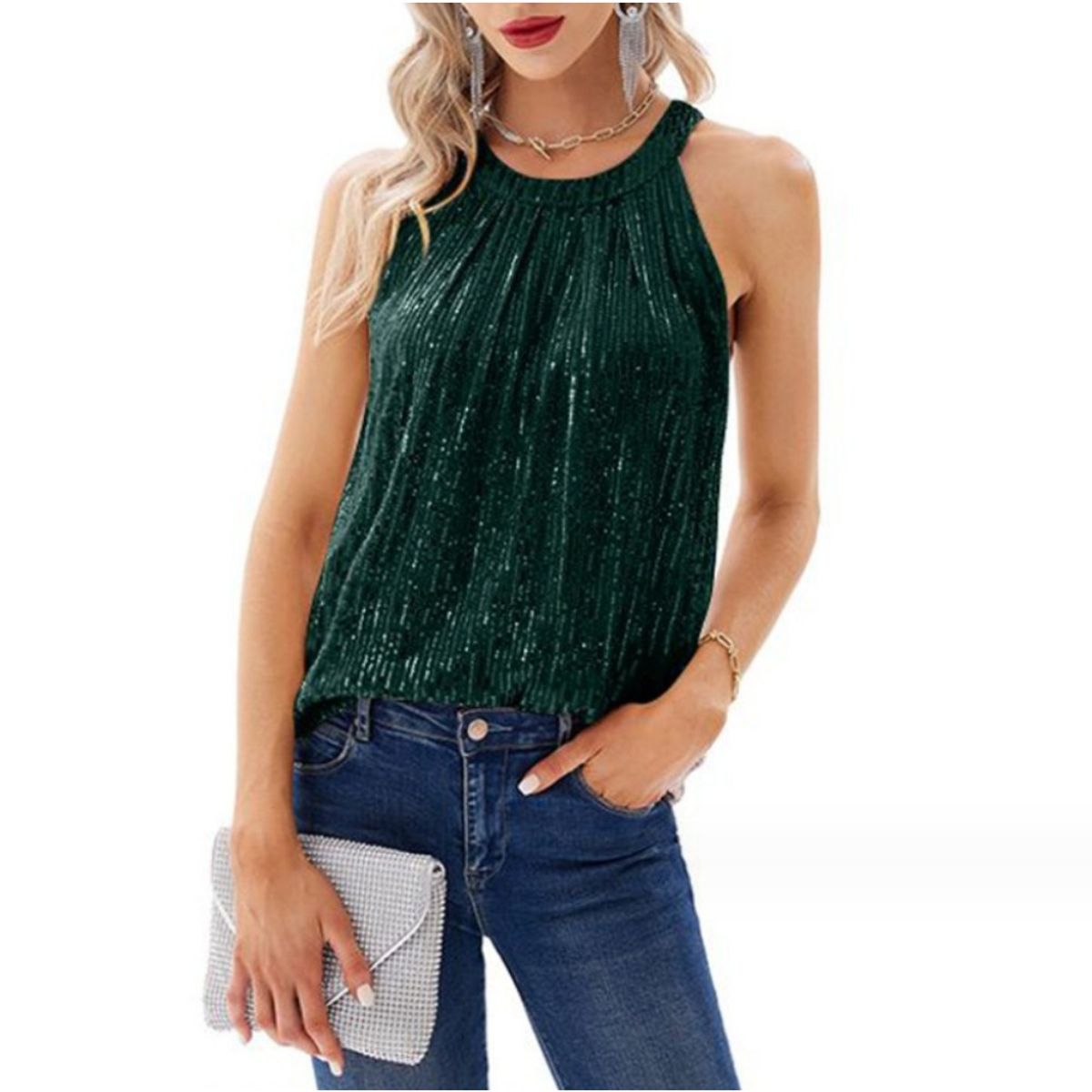 GIOIO - Blusa Mujer Casual Ajustada Elegante Verde