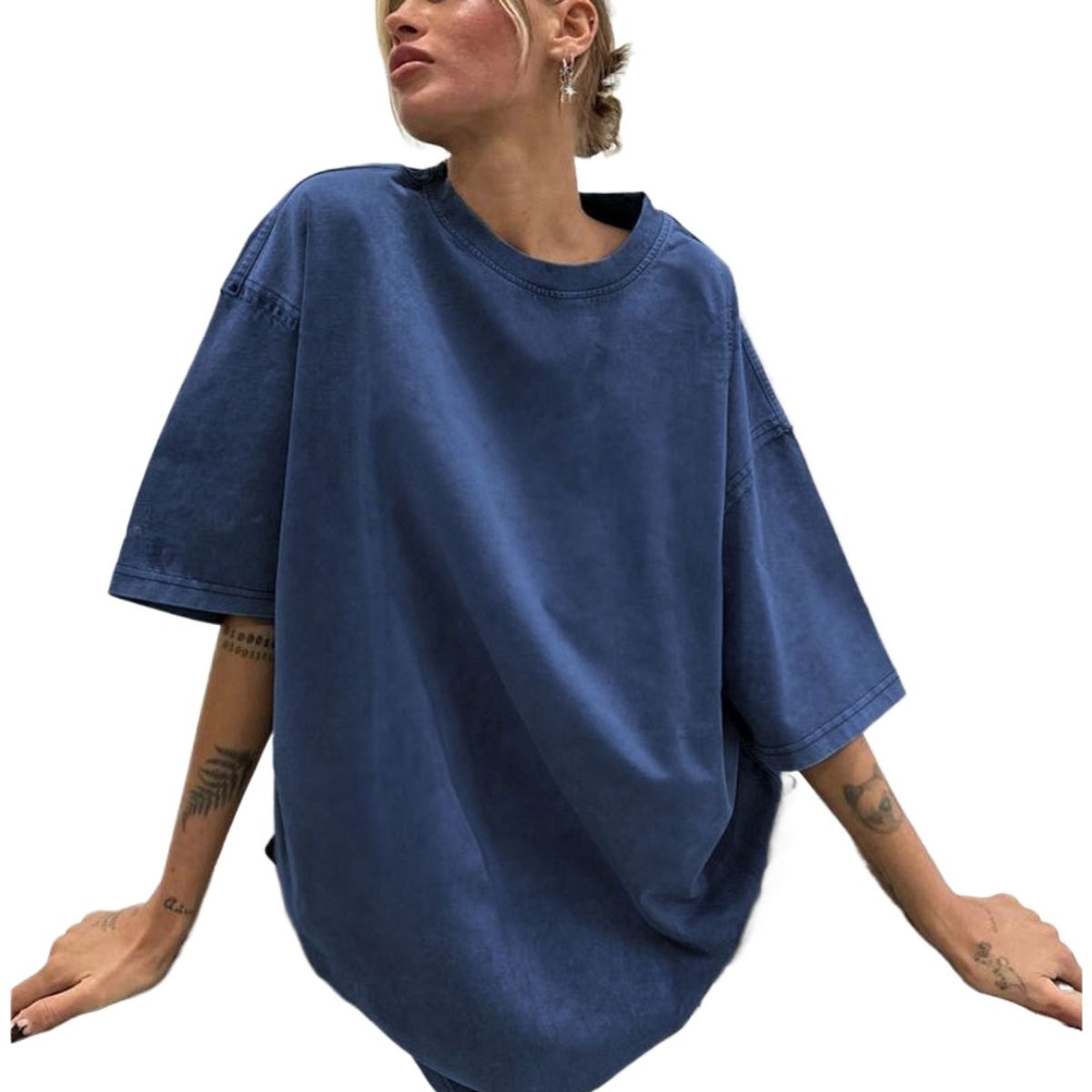 GIOIO - Blusa Mujer Casual Ajustada Elegante Azul