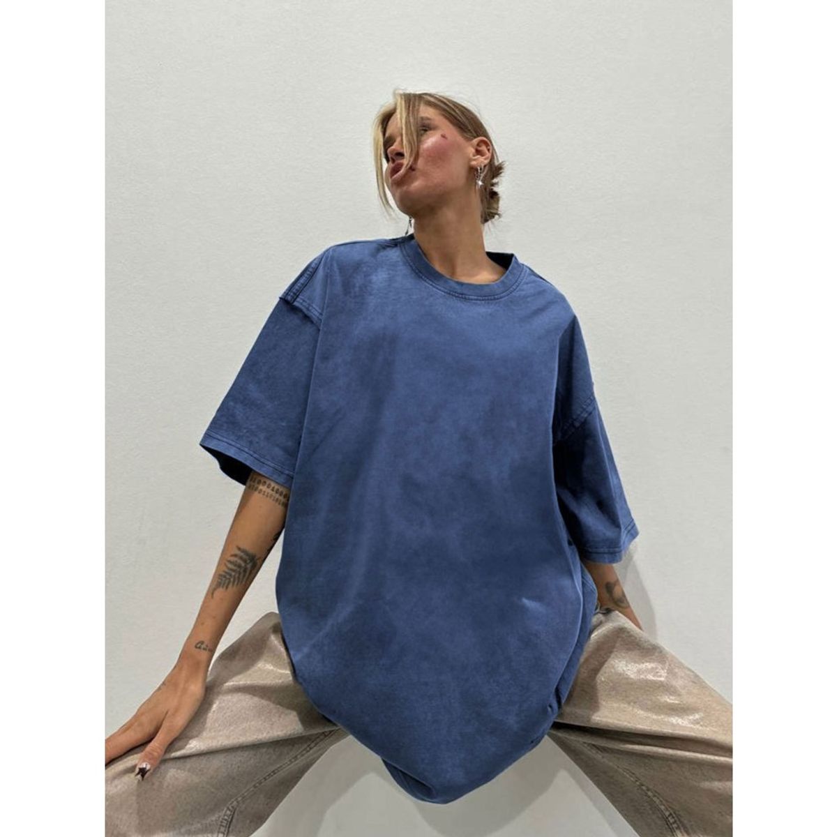 GIOIO - Blusa Mujer Casual Ajustada Elegante Azul