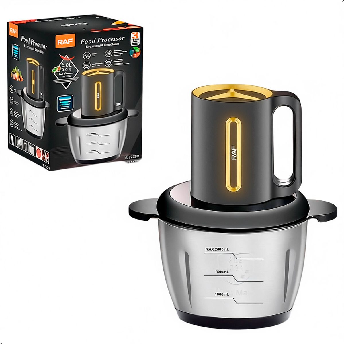 RAFF - Picador De Alimentos Raf Modelo R7721B 400w 3 Velocidades 3L