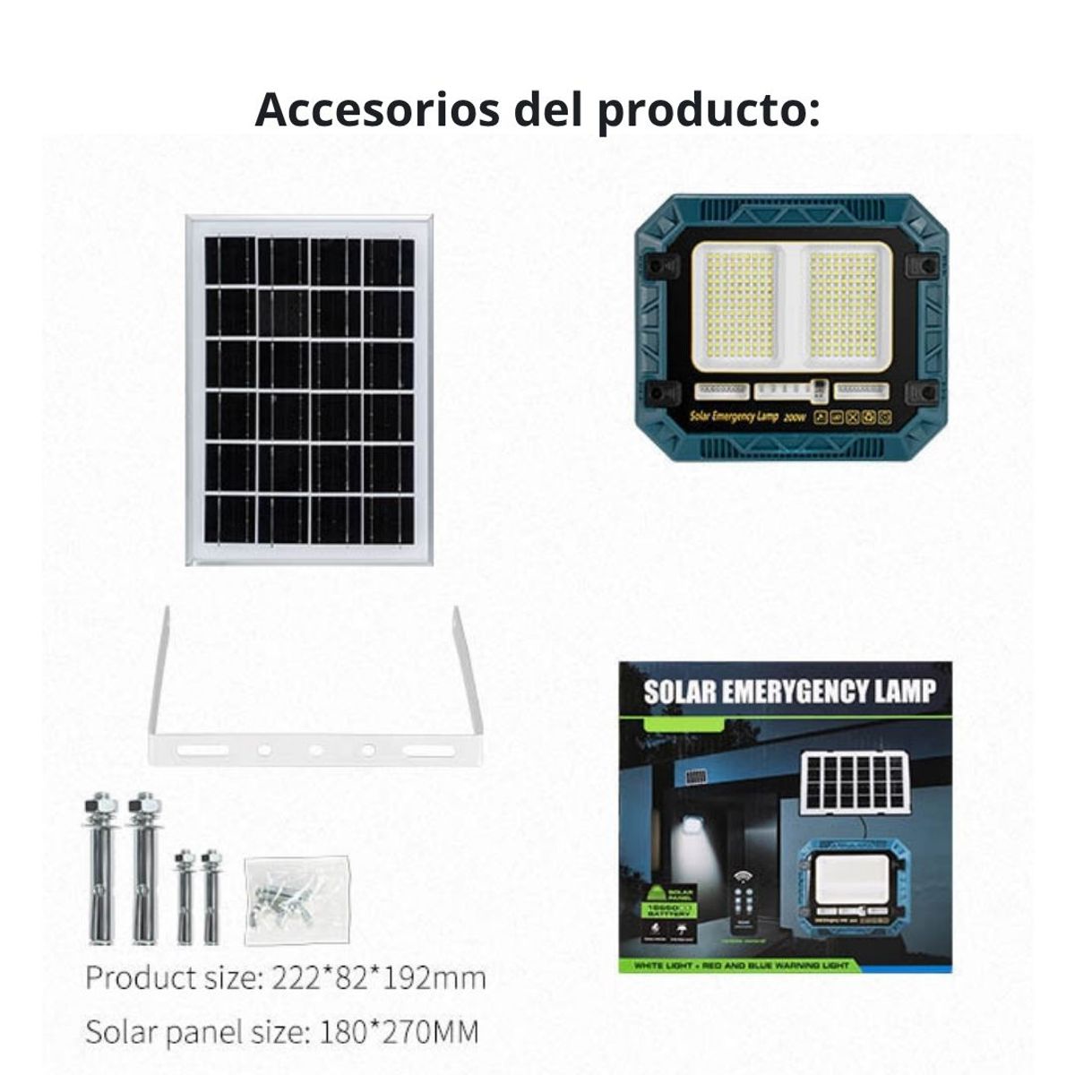 GENERICO - Reflector Solar Portátil 200W con Panel Control Remoto y Batería Recargable IP65 para Exteriores
