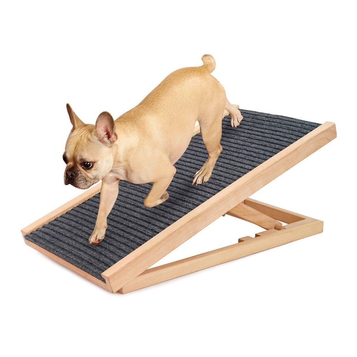 GENERICO - RAMPA ESCALERA DE MADERA PLEGABLE PARA PERROS Y MASCOTAS PEQUEÑAS