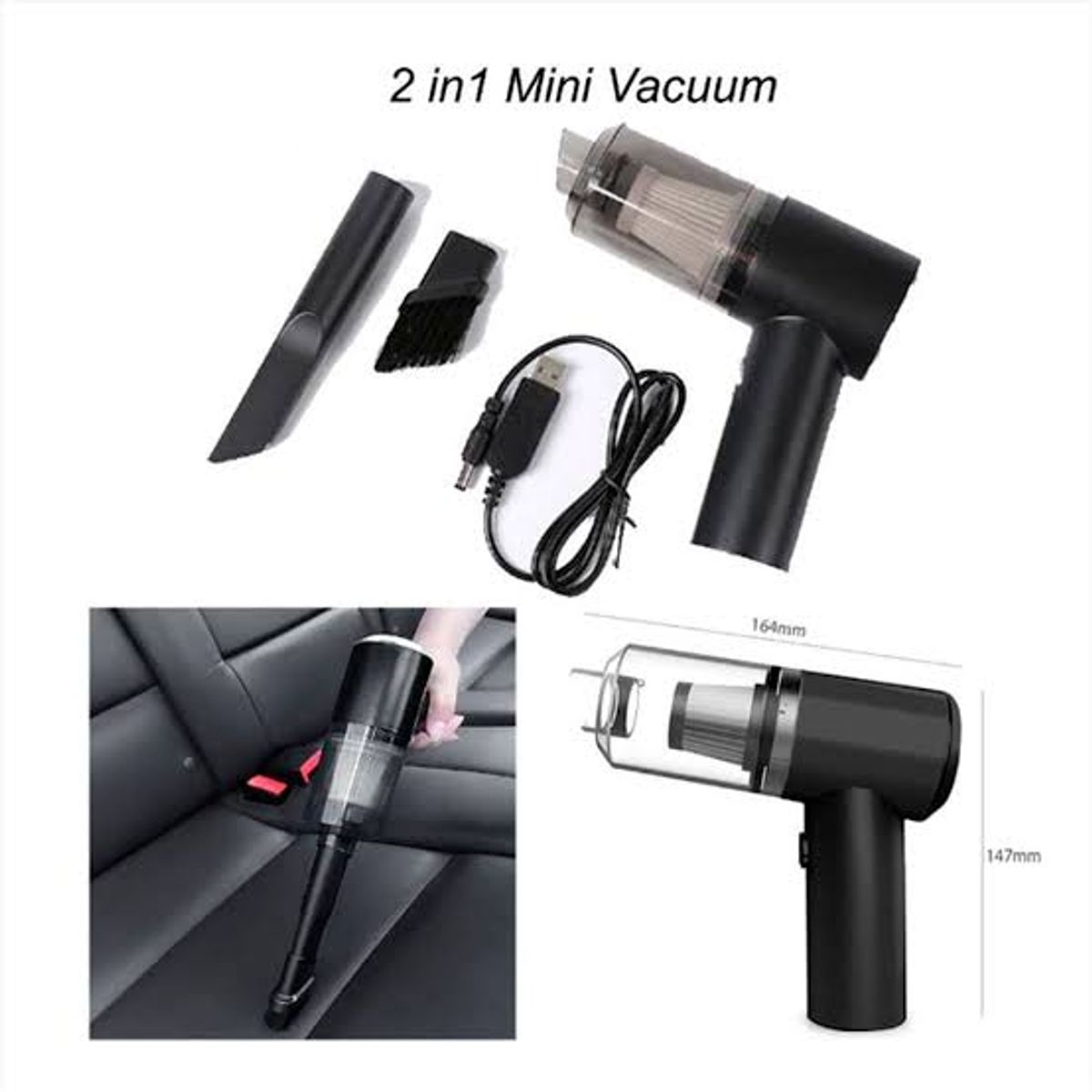 GENERICO - Aspiradora inalámbrica recargable 3 en 1 para auto oficina hogar