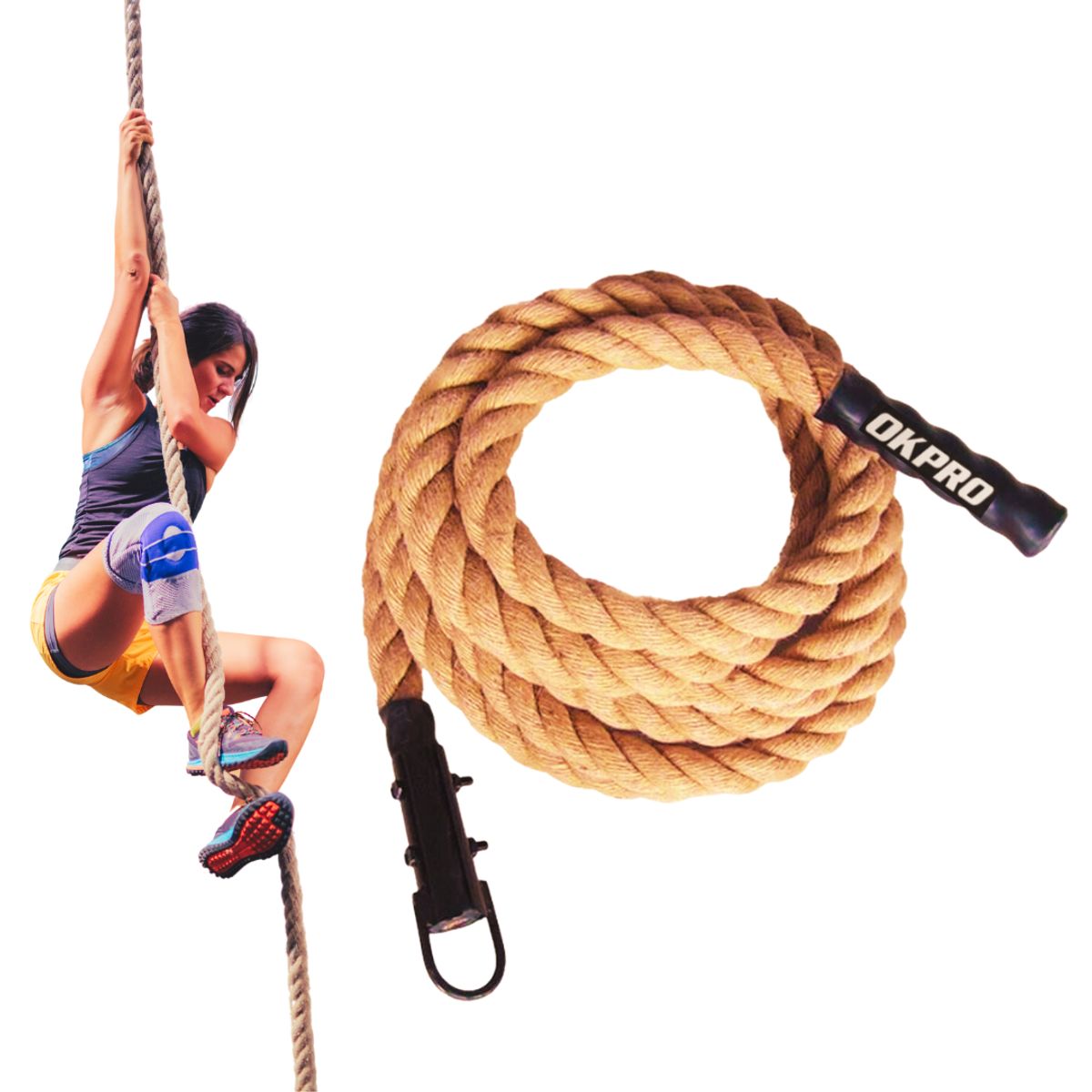 MARCA - Cuerda para Escalar 5 metros x 1.5 " Fitness Okpro®