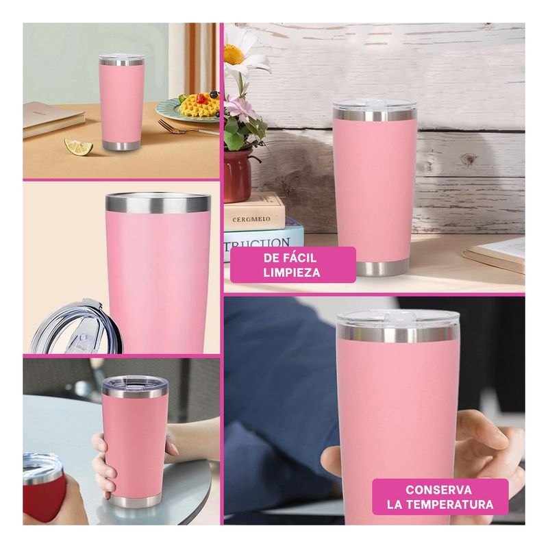 RYBIU IMPORT - Vaso Termo con Tapa con Chupon 600ml de Color Rosado
