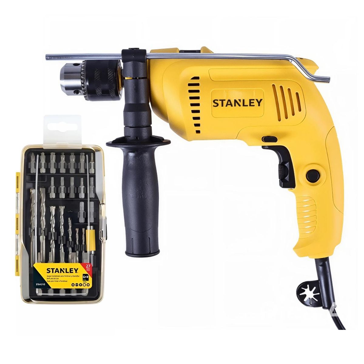 STANLEY - Taladro Percutor 600W + Set de 27 Puntillas y Brocas Stanley