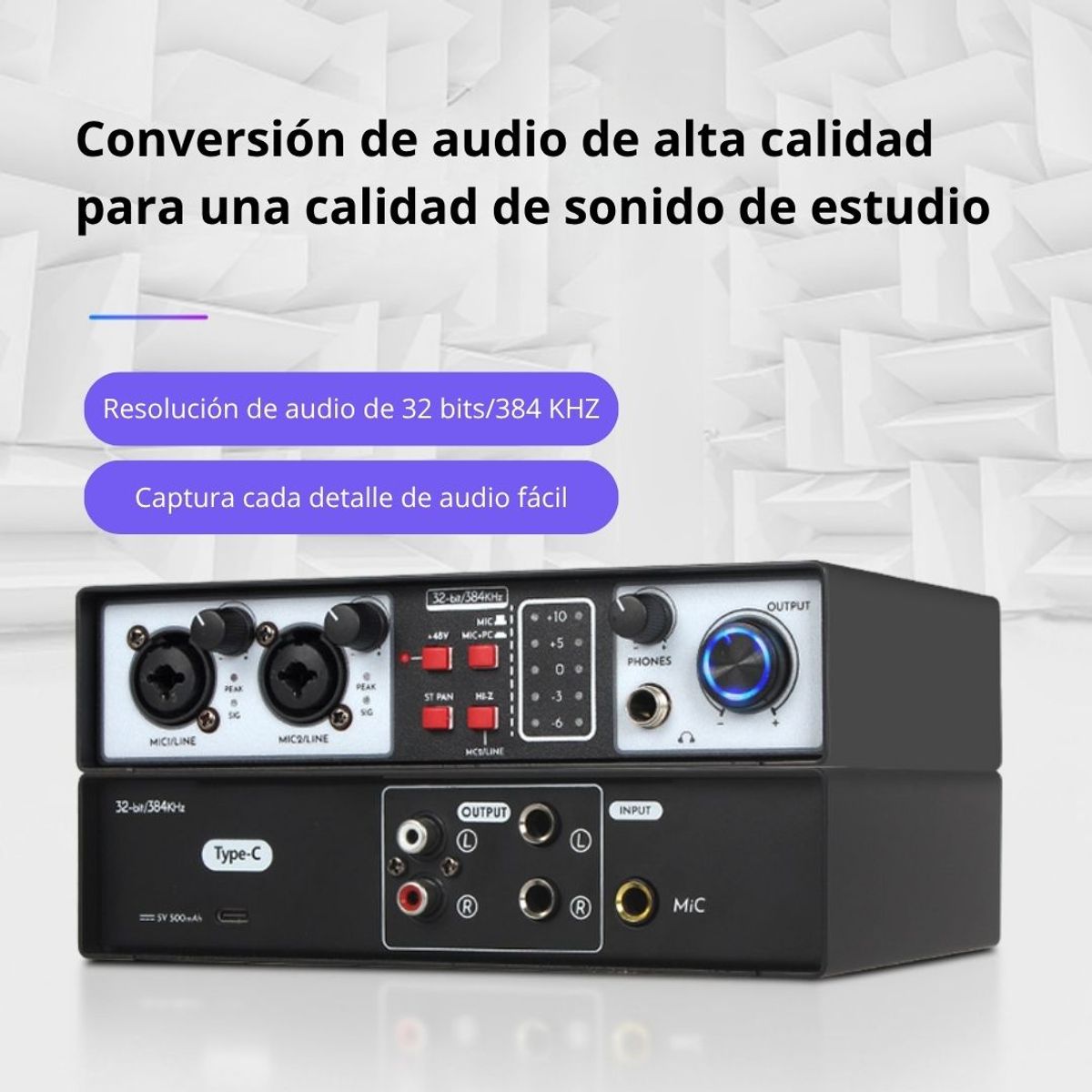 GENERICO - Interfaz de Audio Profesional UR22 MK USB Tipo C con Phantom Power 48V y Entradas XLR - TRS Dual