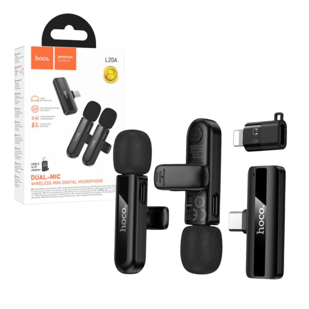 HOCO - Microfonos Inalambricos Solaperos HOCO Dual 2 en 1 Para Creadores Contenido Live Streaming