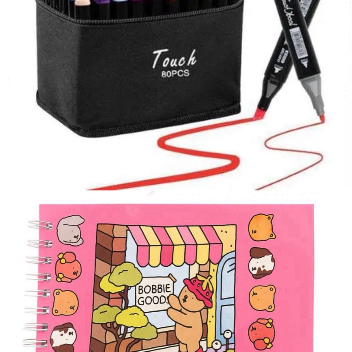 TOUCH - Plumones Touch Set de 80 + Bobbie Goods Libro para colorear