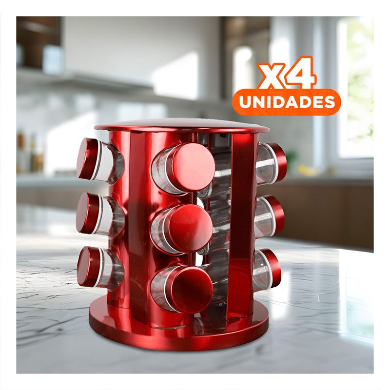 RYBIU IMPORT - Pack4 Organizador con 12 Espacios en Rojo Y+Regalo Stickers