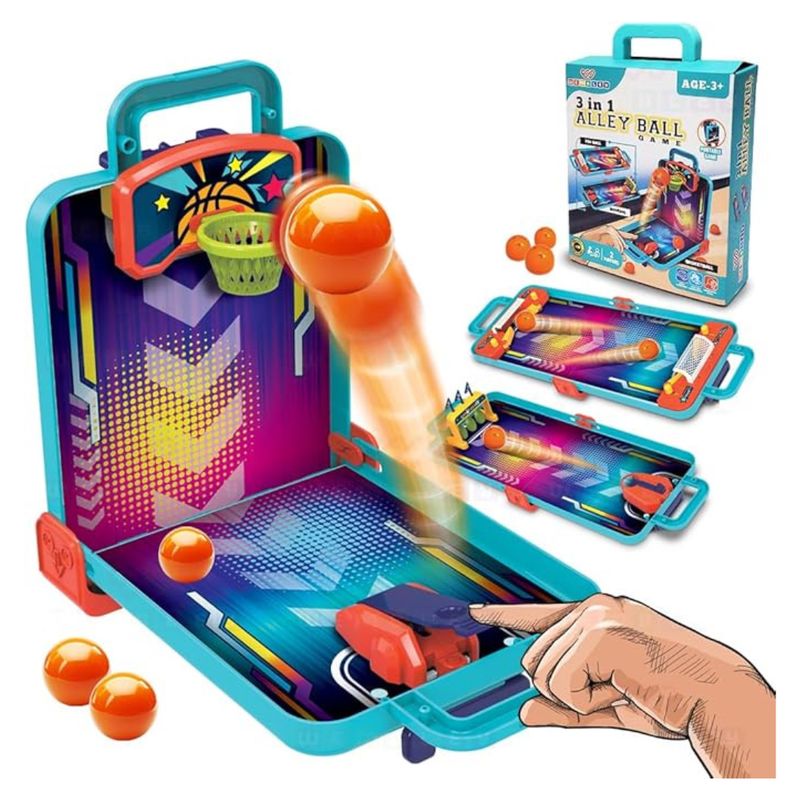 GENERICO - Juego De Mesa 3 en 1 Basket,Bowling Y Fulbito