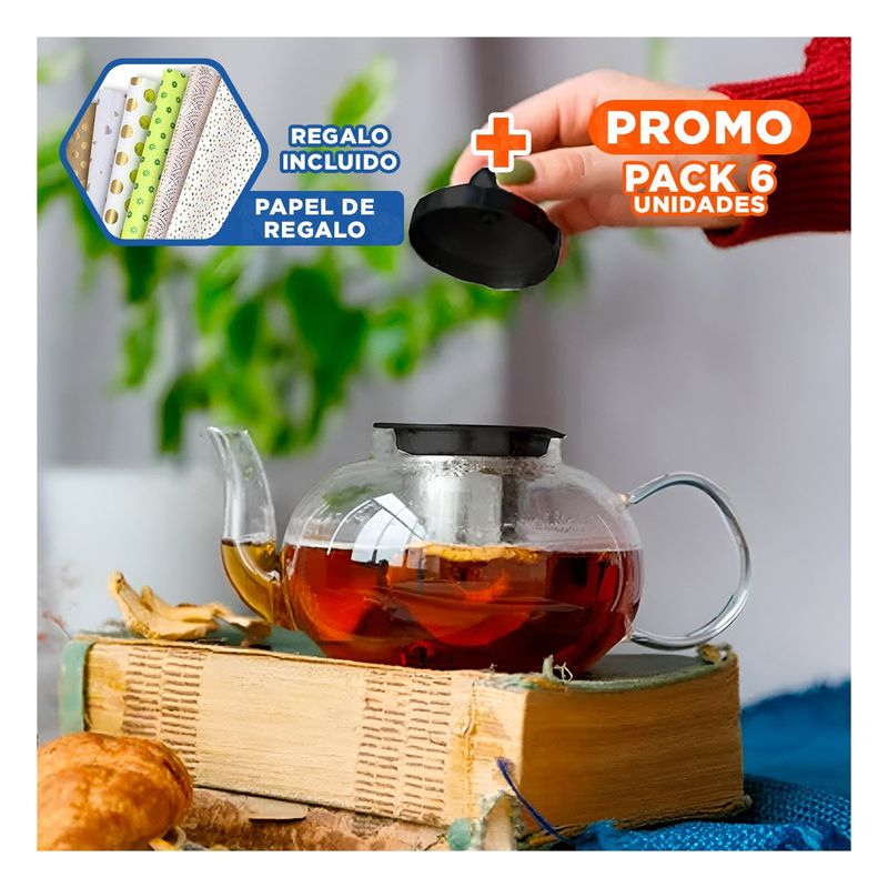 RYBIU IMPORT - Pack6 Infusor con Asa de 900ml F066B Y+Papel de Regalo