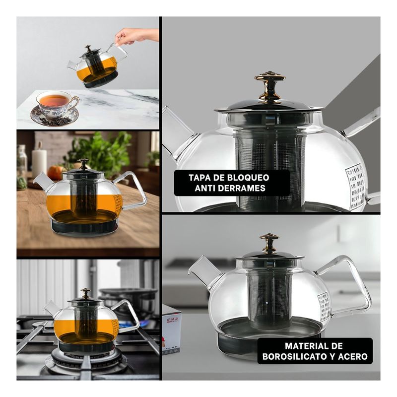 RYBIU IMPORT - Tetera Borosilicato de Infusion de 1000ml E262E Transparente