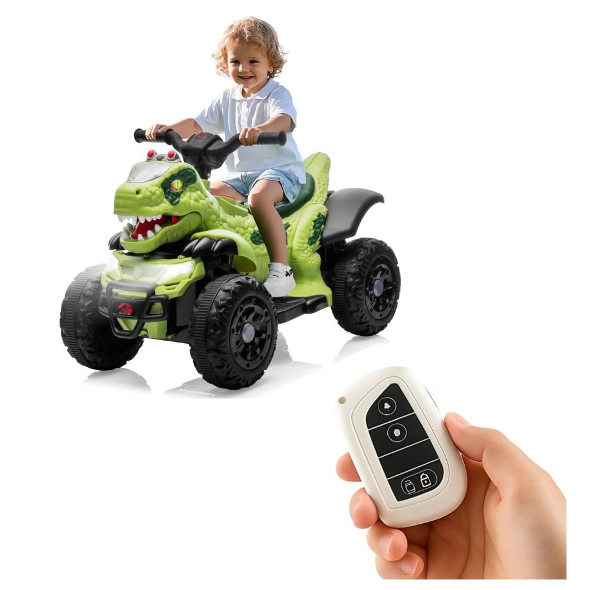 GENERICO - Cuatrimoto a Batería para Niños REX con Control Remoto Bluetooth y Musica Verde
