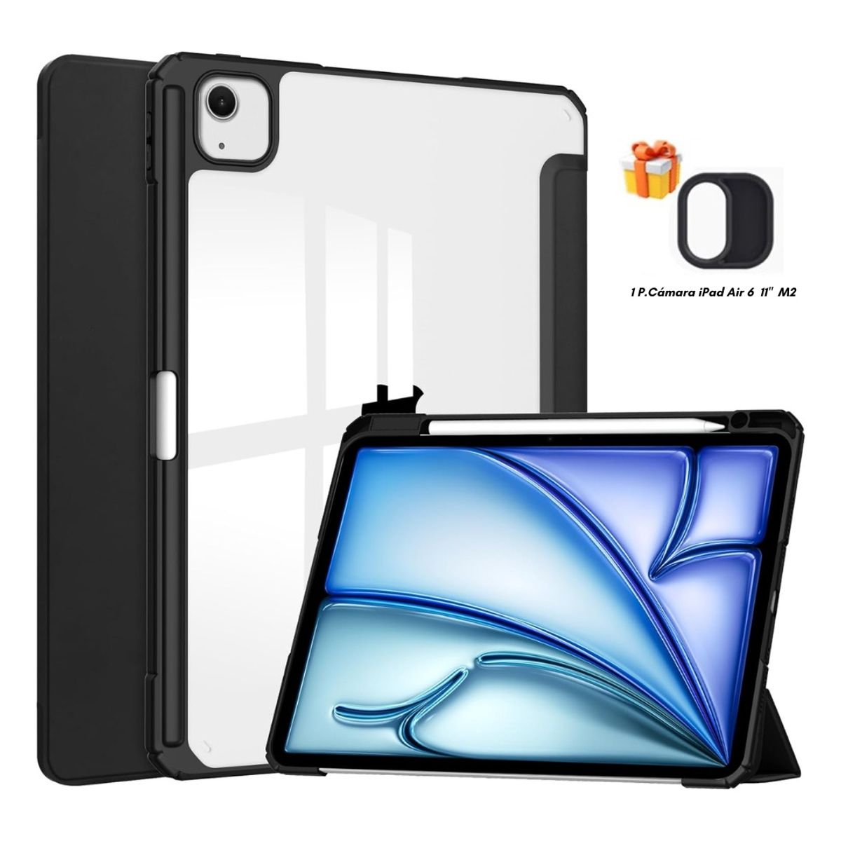 GENERICO - Funda Desmontable Imantada Para iPad Air 11 M2 M3 - NEGRO