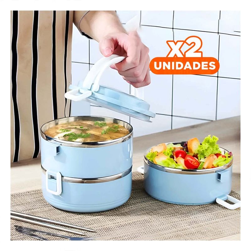 GENERICO - Pack2 Contenedor de Diseno CIrcular Celest Y+Regalo Stickers