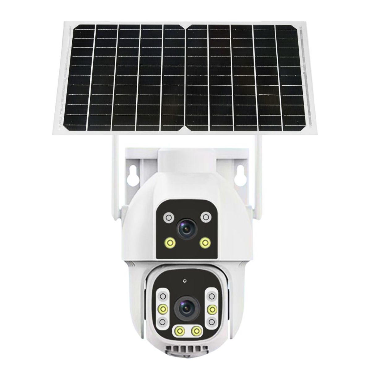 GENERICO - Cámara de Seguridad Solar 4G con Chip y WiFi PTZ 360° Full HD Doble Lente Zoom 16X Audio y Sirena