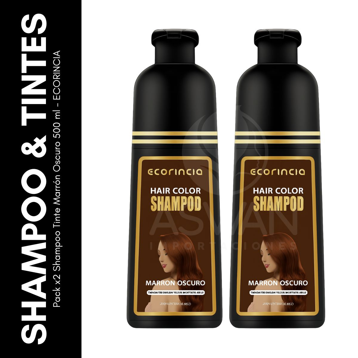 GENERICO - Pack x2 Shampoo Tinte Marrón Oscuro 500 ml - ECORINCIA
