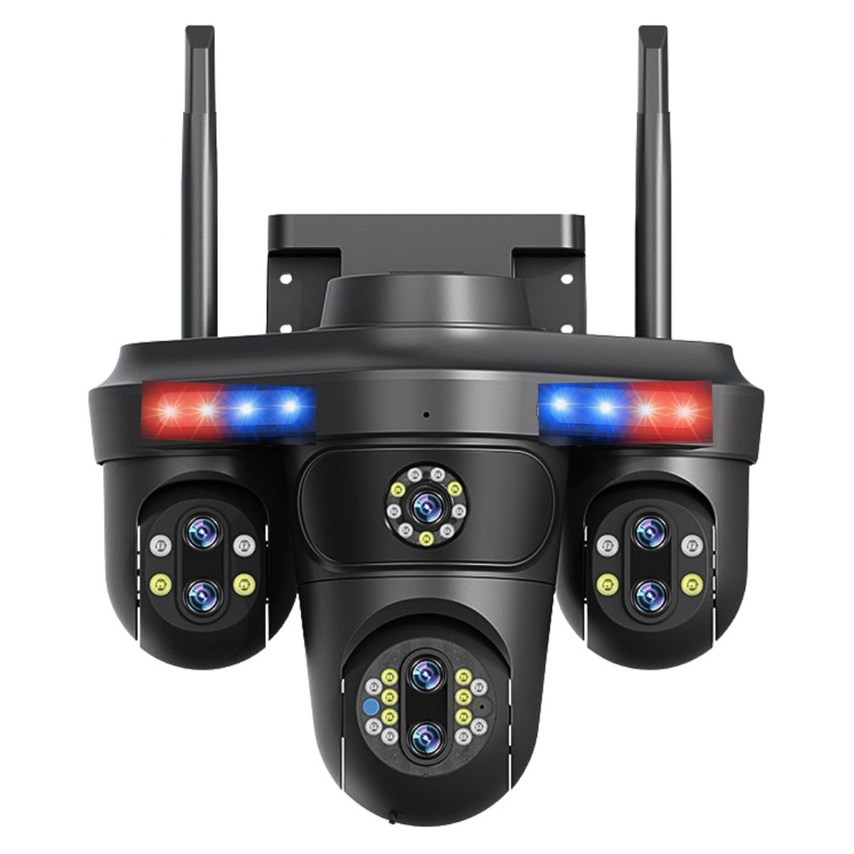 GENERICO - Cámara de Seguridad WiFi PTZ 360° Triple Lente UHD con Zoom Óptico 10x Visión Nocturna Audio Sirena