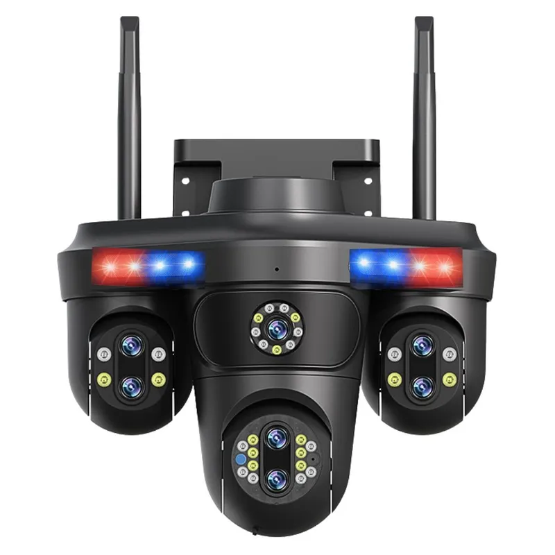 GENERICO - Cámara de Seguridad WiFi PTZ 360° Triple Lente UHD con Zoom Óptico 10x Visión Nocturna Audio Sirena
