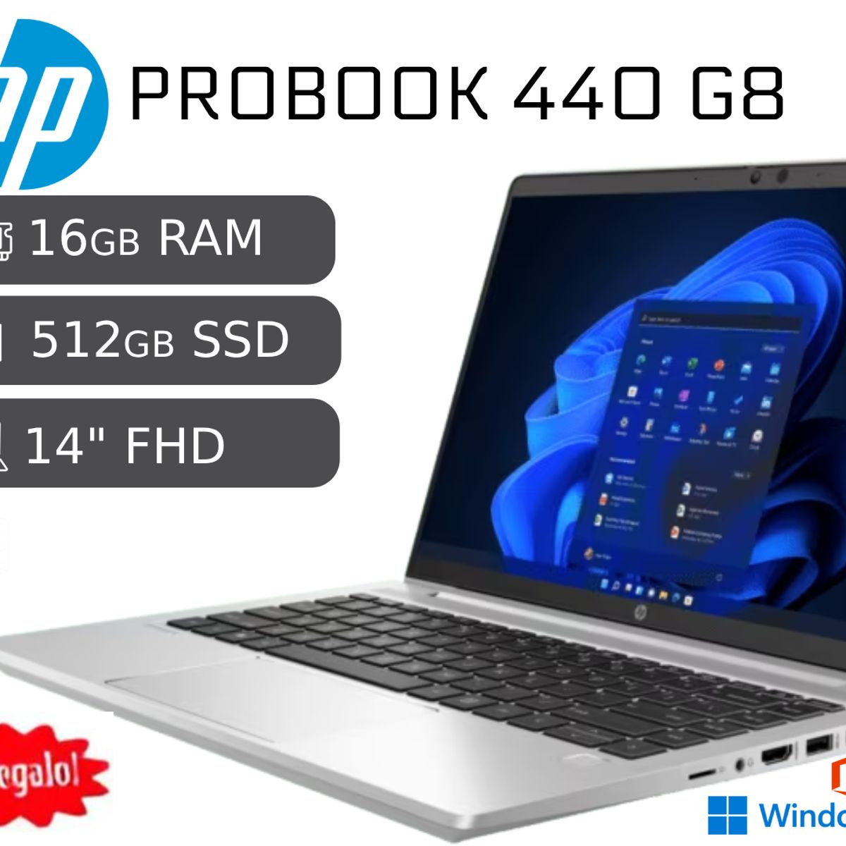 HP - Laptop HP ProBook 640 G8 i5 11va 16GB RAM 512GB SSD Reacondicionada FHD + COOLER + MALETIN + MOUSE