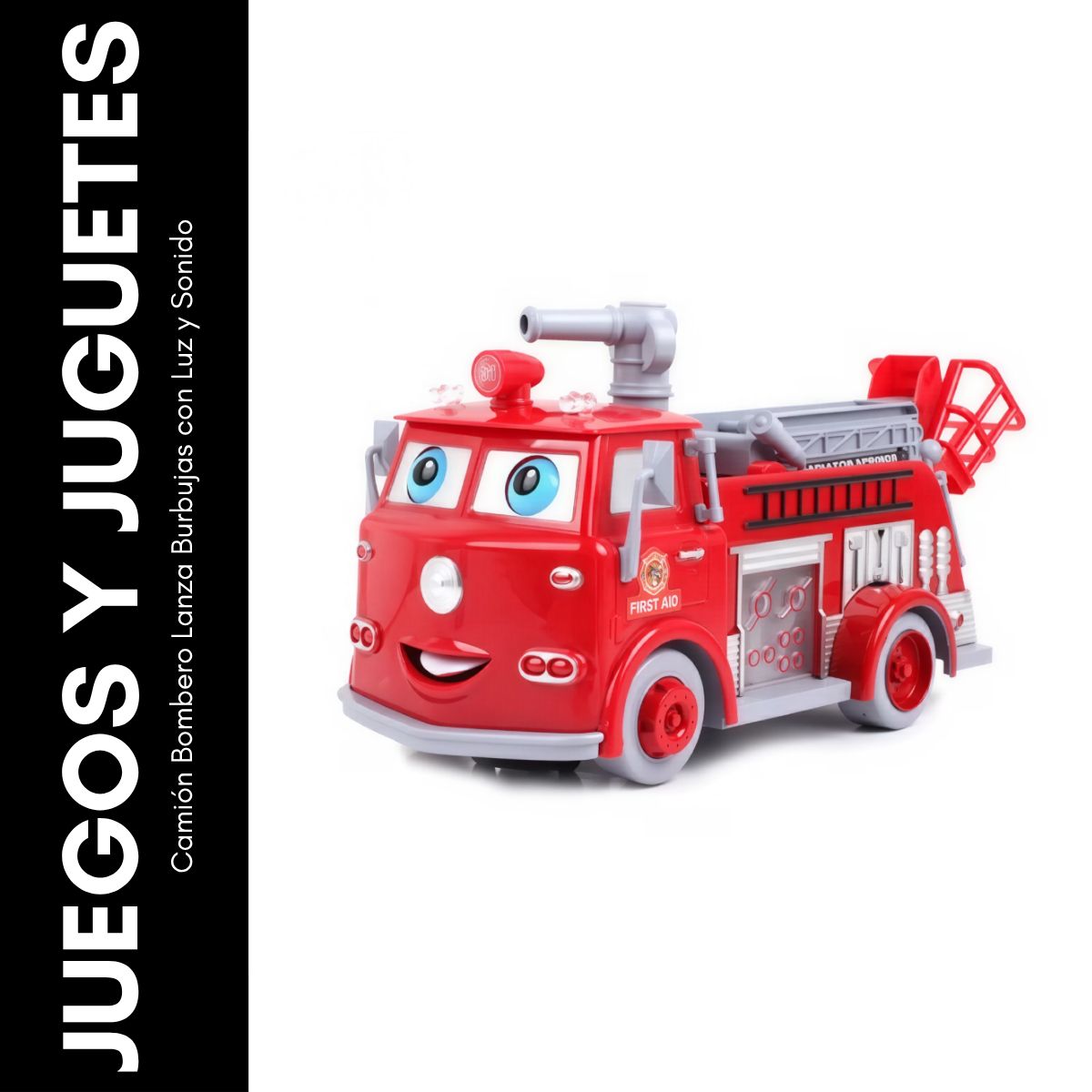 GENERICO - Camión Bombero Lanza Burbujas con Luz y Sonido