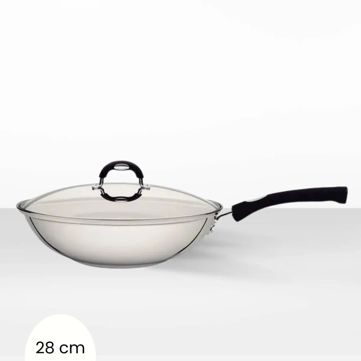 TRAMONTINA - Sarten Wok de Acero Inox con Tapa Solar Tramontina 28 cm