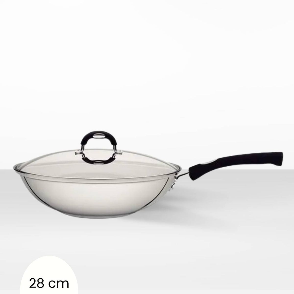 TRAMONTINA - Sarten Wok de Acero Inox con Tapa Solar Tramontina 28 cm