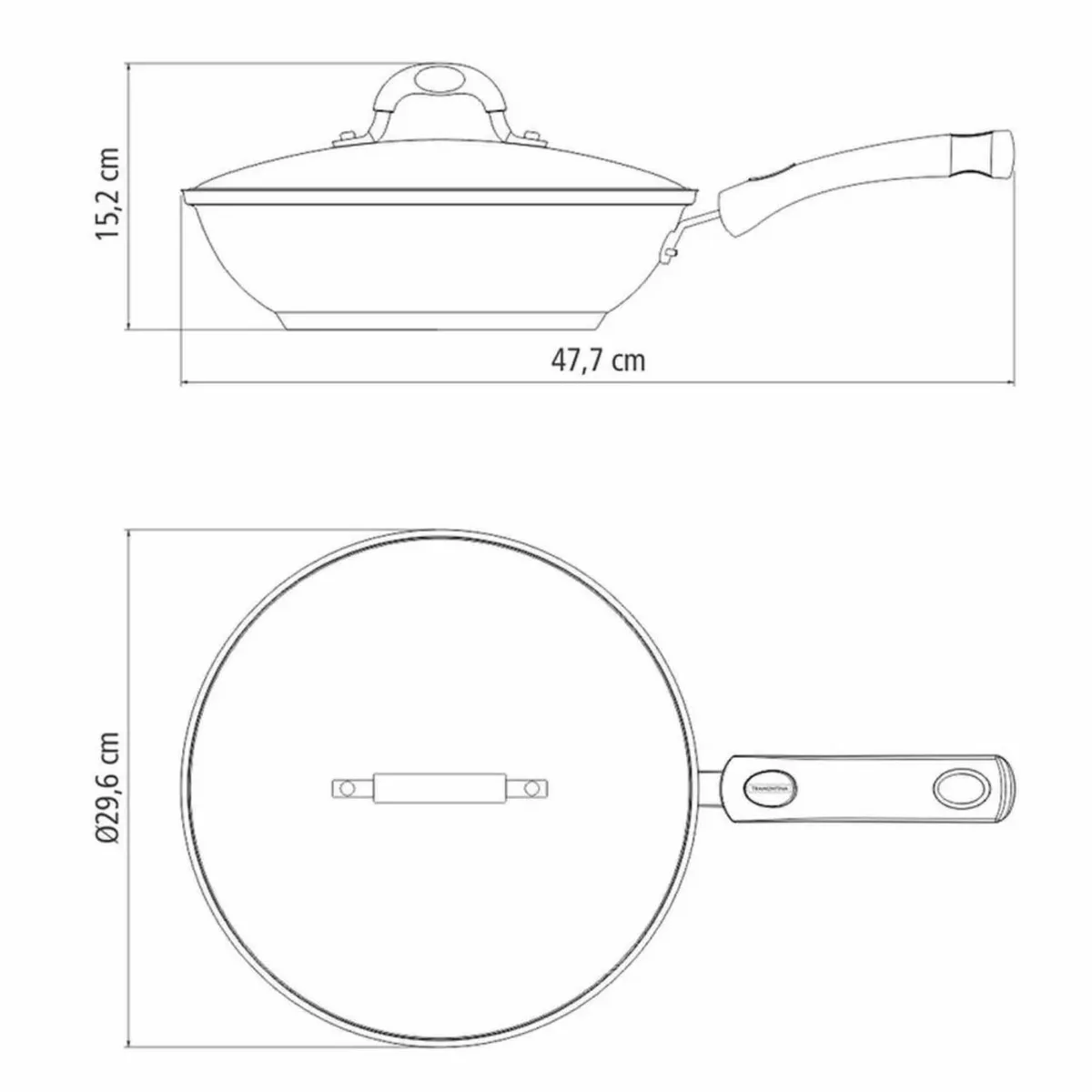 TRAMONTINA - Sarten Wok de Acero Inox con Tapa Solar Tramontina 28 cm