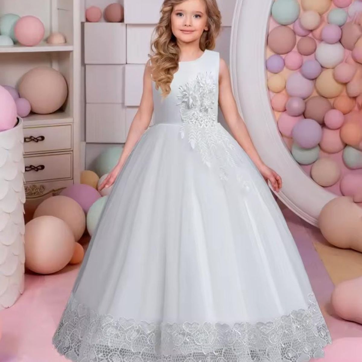 GENERICO - Vestido Niña Princesa Blanco Talla 12