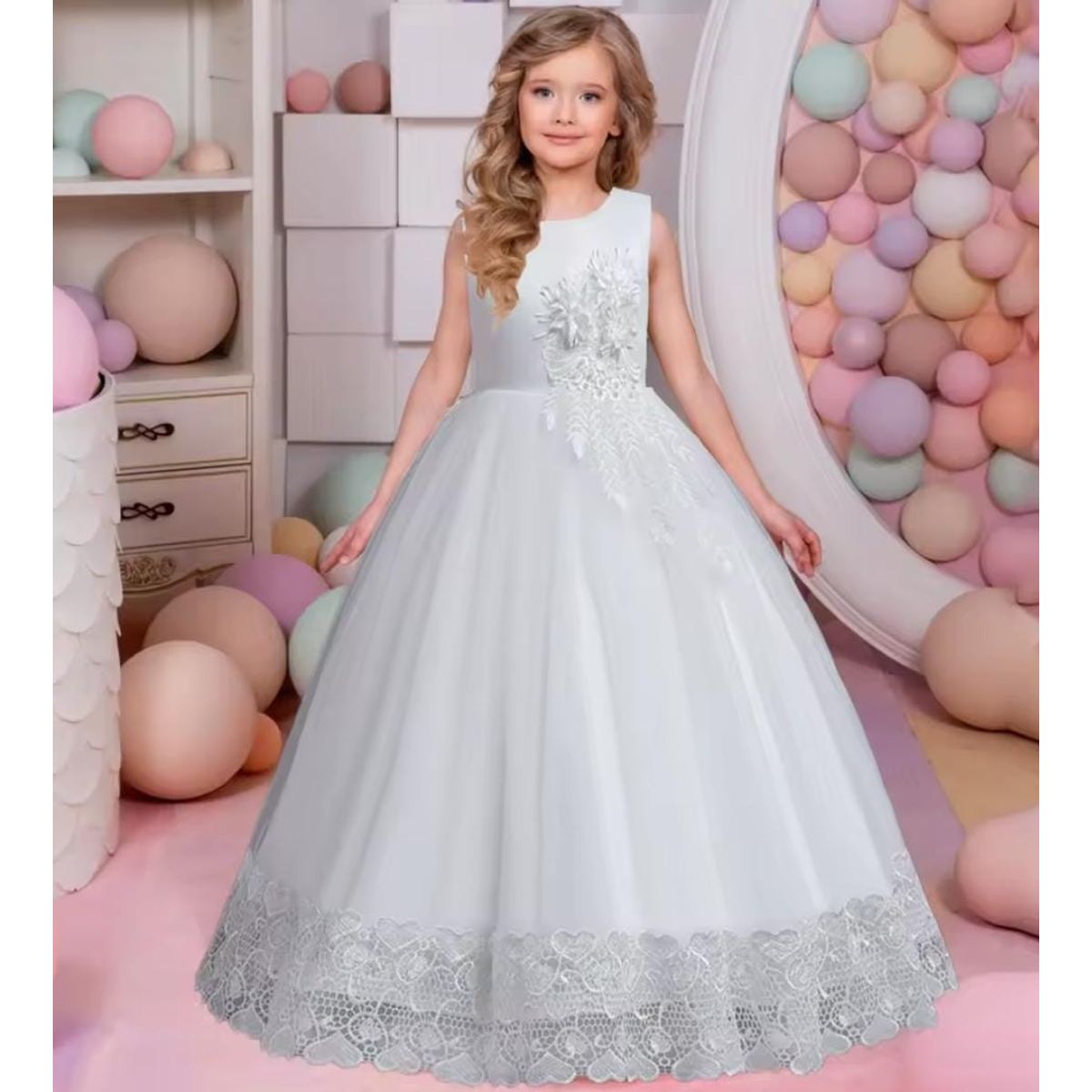 GENERICO - Vestido Niña Princesa Blanco Talla 12