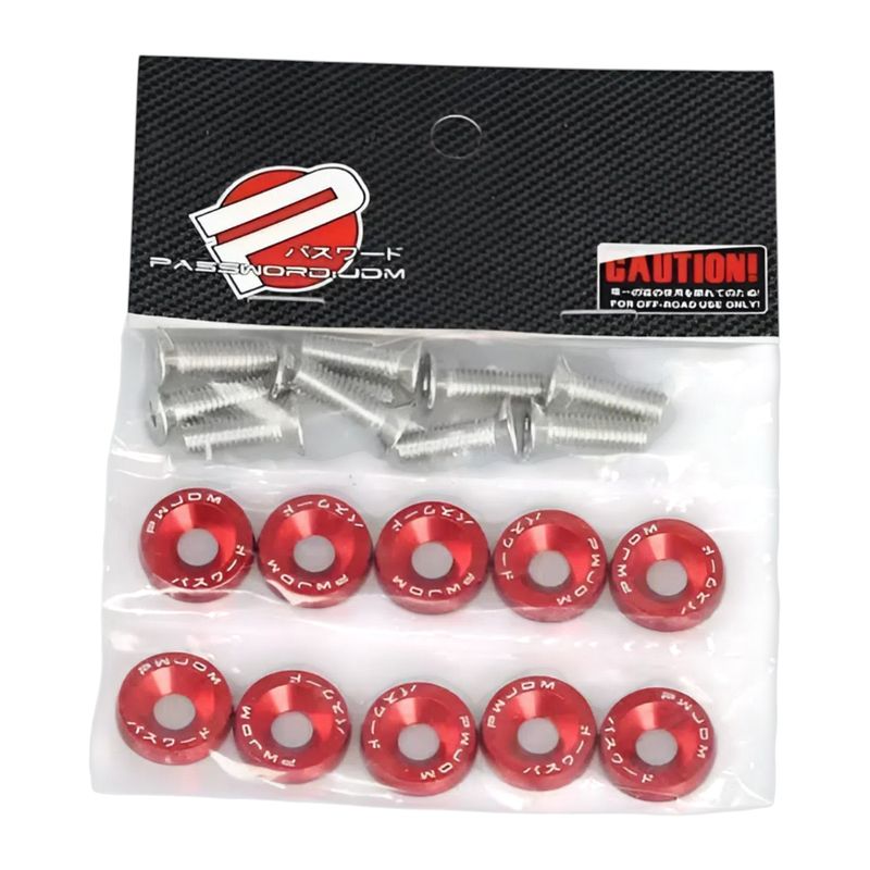 GENERICO - Arandelas y pernos decorativos para auto M6 x 10 unidades - ROJO