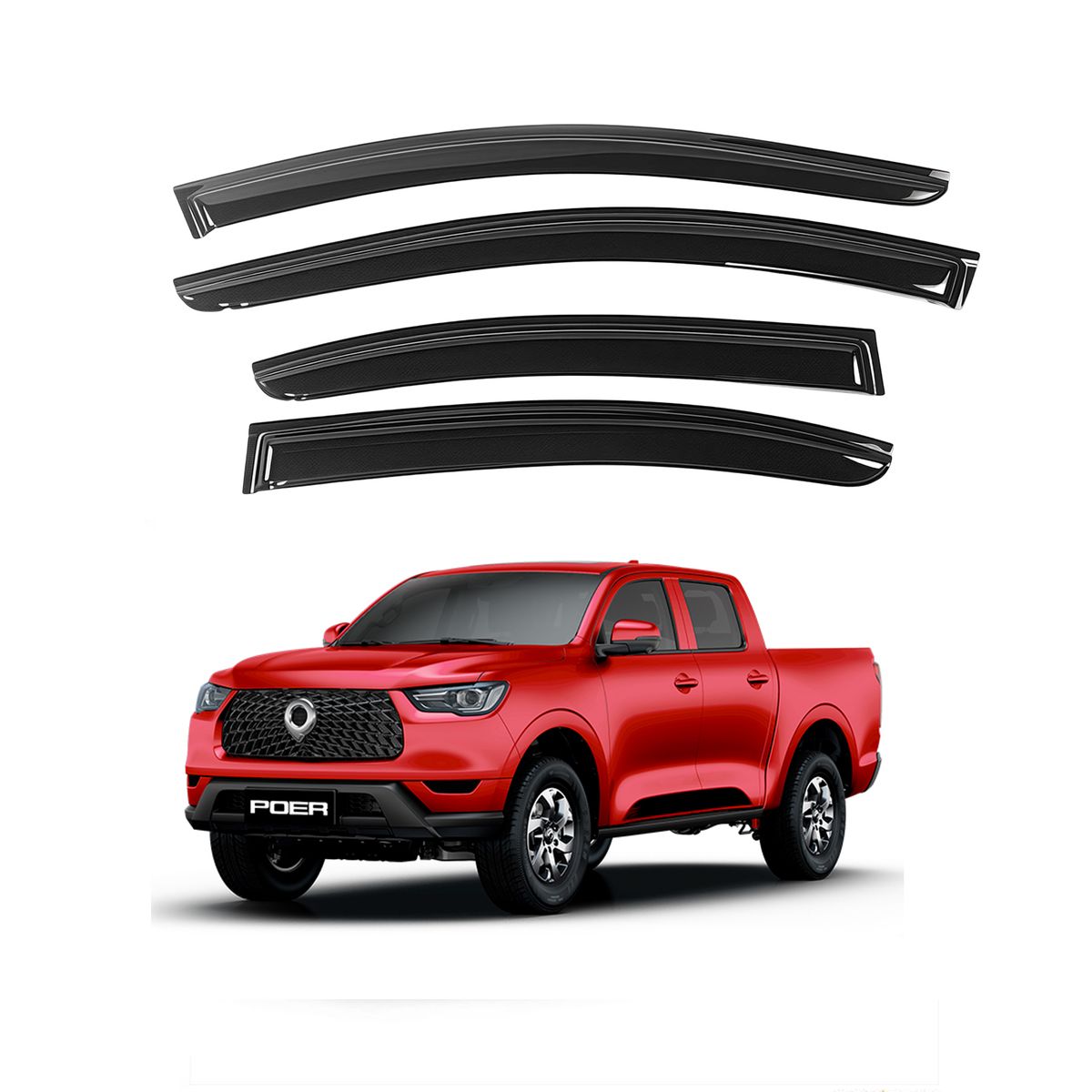 GENERICO - Correlluvias Viseras Para Great Wall Poer 2022-2024 Negro Premiun