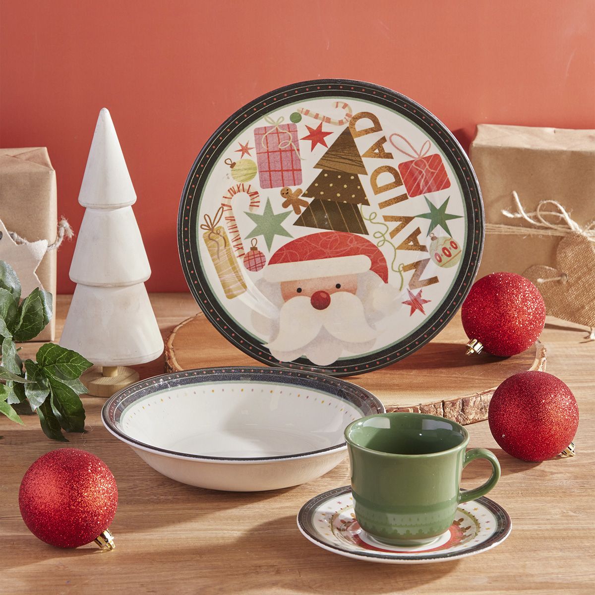 CORONA - Juego de Vajilla 16 Pzas Navidad Santa Dream Corona