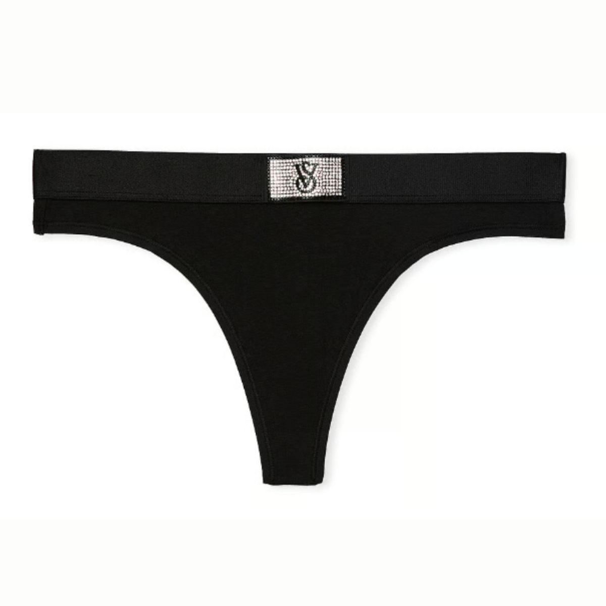 VICTORIA'S SECRET - CALZON TANGA VICTORIA SECRET NEGRO CON LOGOTIPO BRILLANTE XL