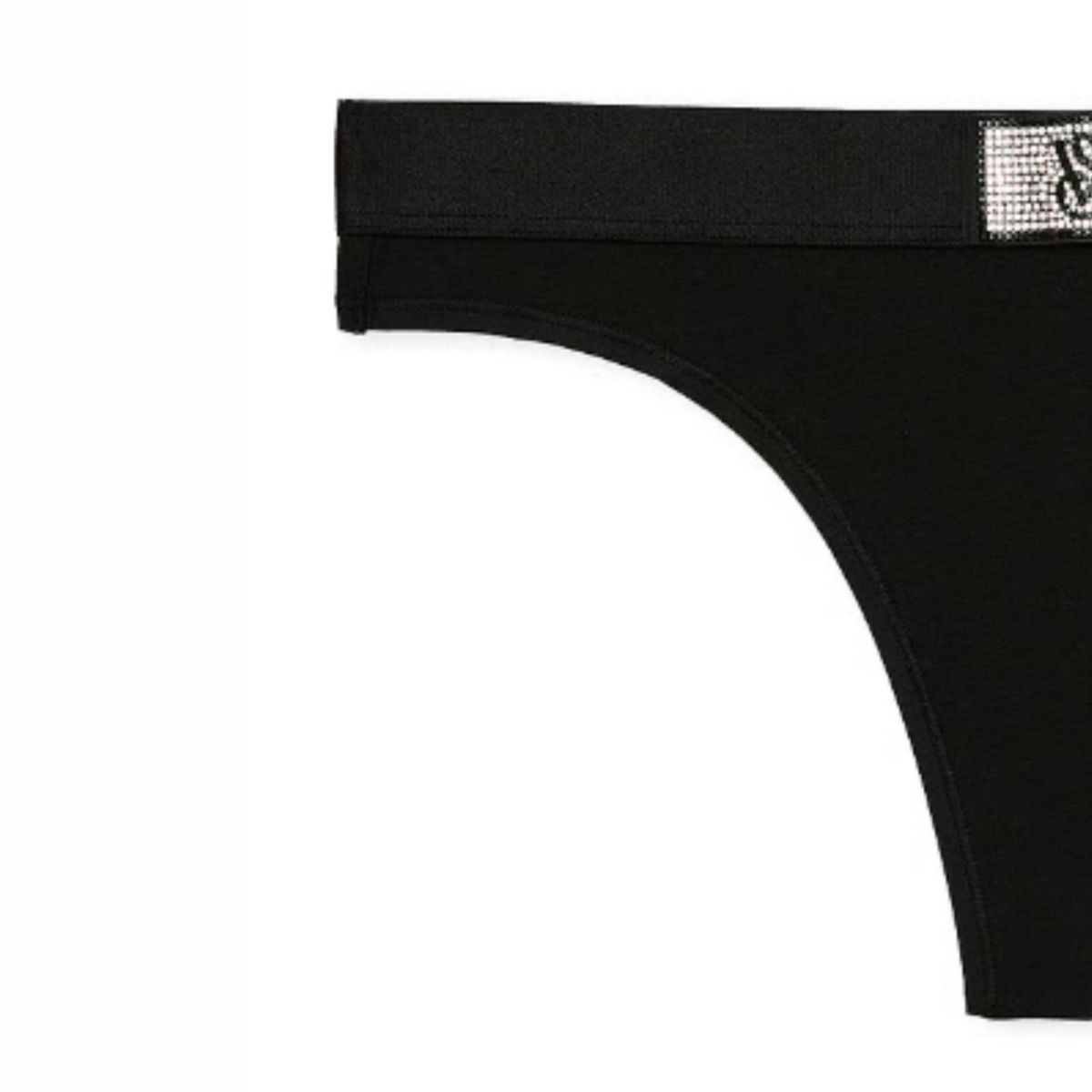 VICTORIA'S SECRET - CALZON TANGA VICTORIA SECRET NEGRO CON LOGOTIPO BRILLANTE XL