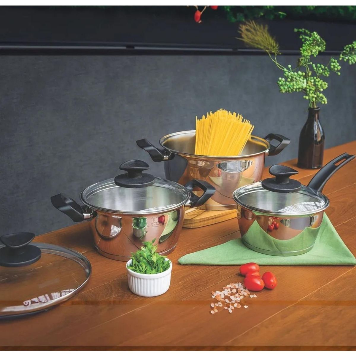 TRAMONTINA - Juego de Ollas Allegra Tramontina 6 piezas