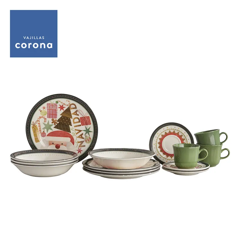 CORONA - Juego de Vajilla Corona Santa Dream Navidad 8 Puestos 32 Piezas