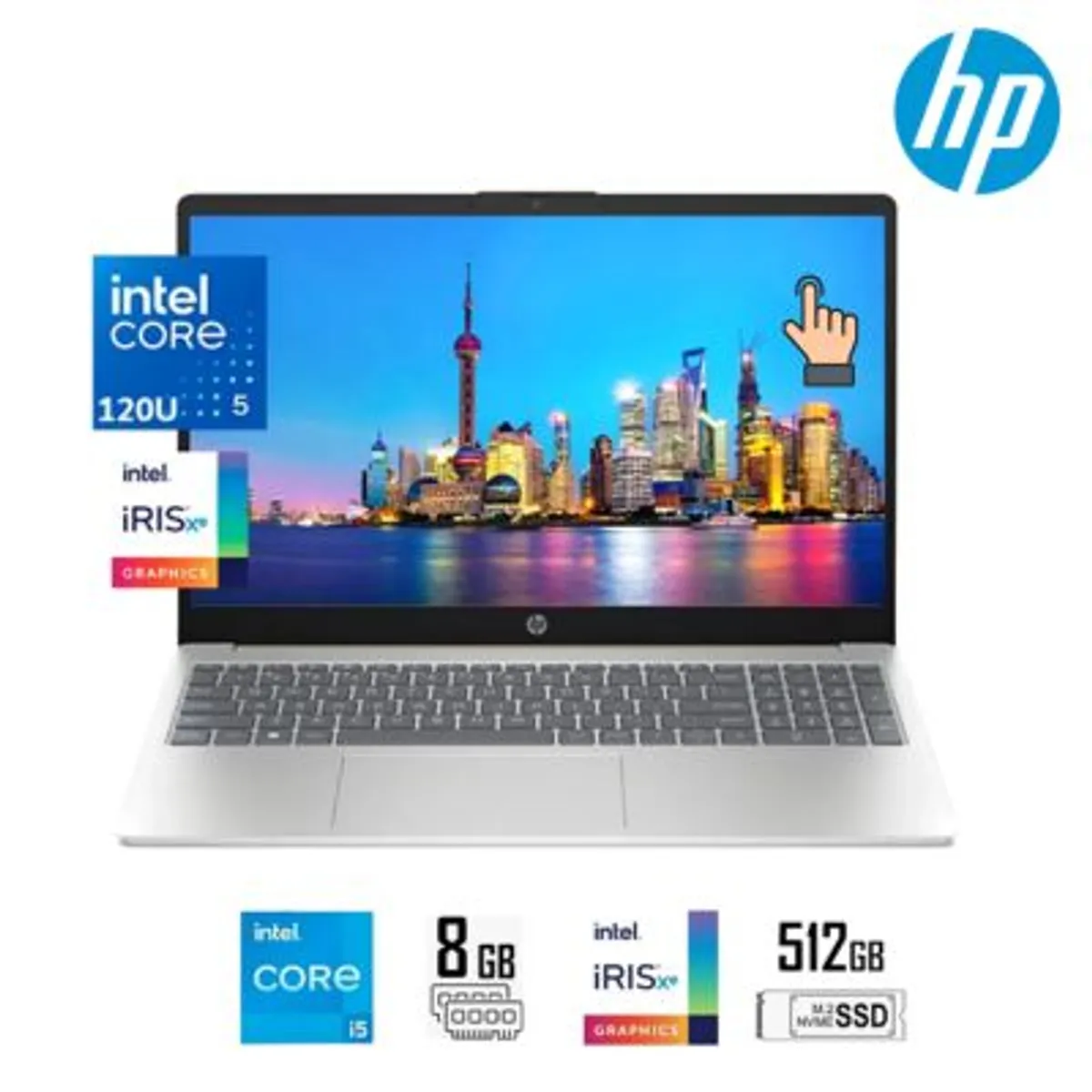 HP - LAPTOP HP 15-fd0152la, 15.6" Tactil FHD IPS Core 5 120U 8GB DDR4 512GB SSD FREEDOS