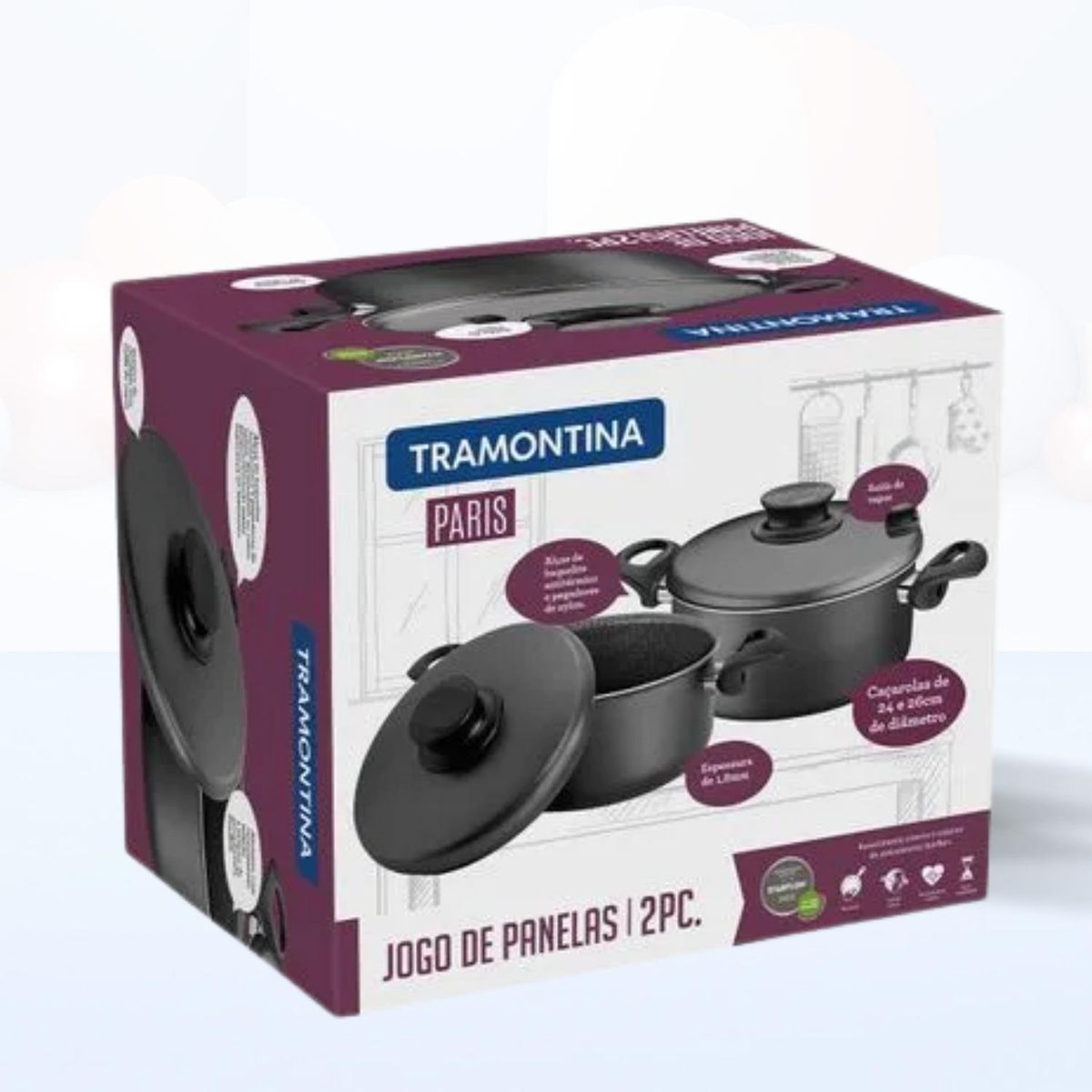 TRAMONTINA - Juego de Olla de Aluminio Paris Tramontina 4 piezas