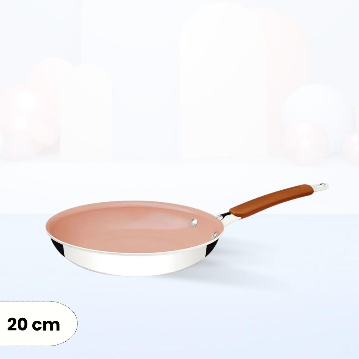 TRAMONTINA - Sarten de Acero Inox y Aluminio con ceramica Romagna Marfil Tramontina 20 cm