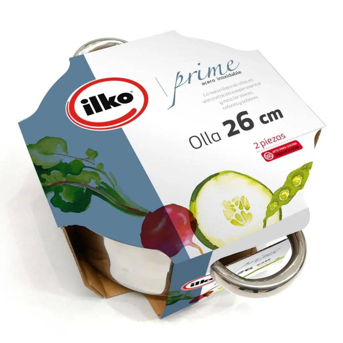 ILKO - Olla de acero Inox Prime Tapa de Vidrio Ilko 26 cm