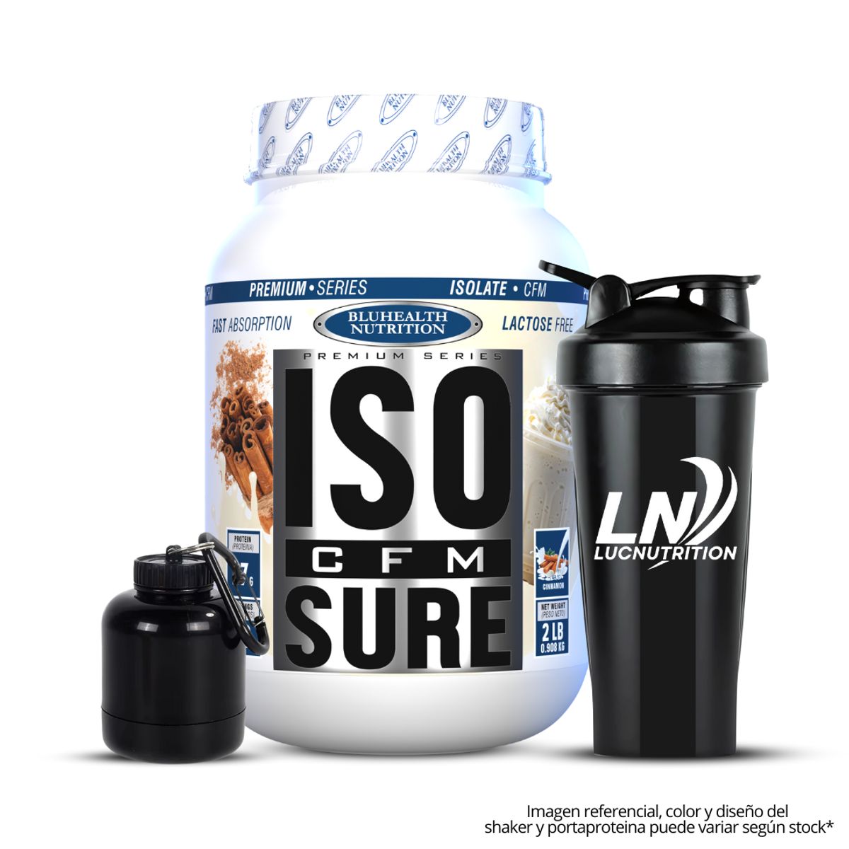 GENERICO - ISO CFM SURE 2 LB Bluhealth Nutrition - Canela + Shaker + Portaproteina