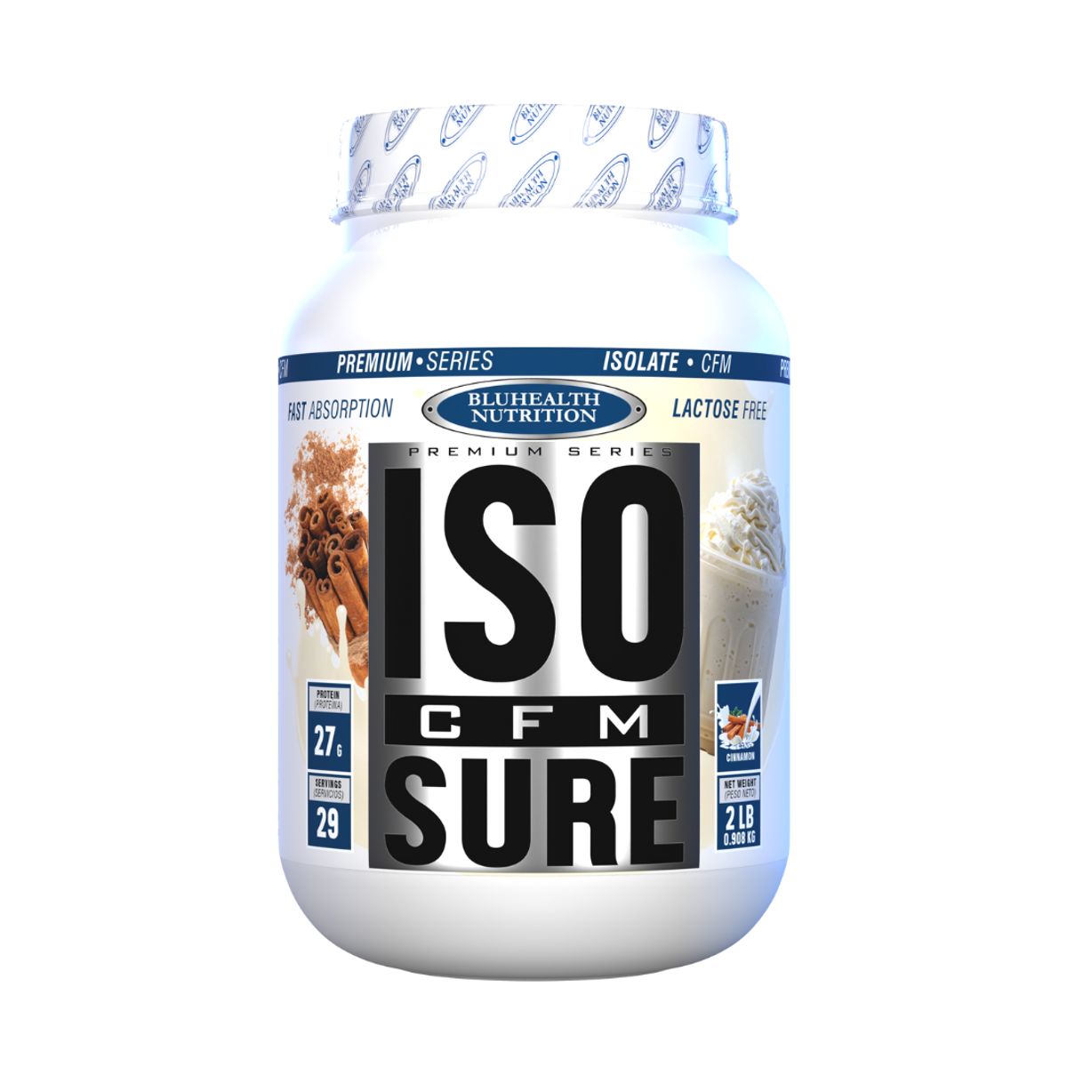 GENERICO - ISO CFM SURE 2 LB Bluhealth Nutrition - Canela + Shaker + Portaproteina